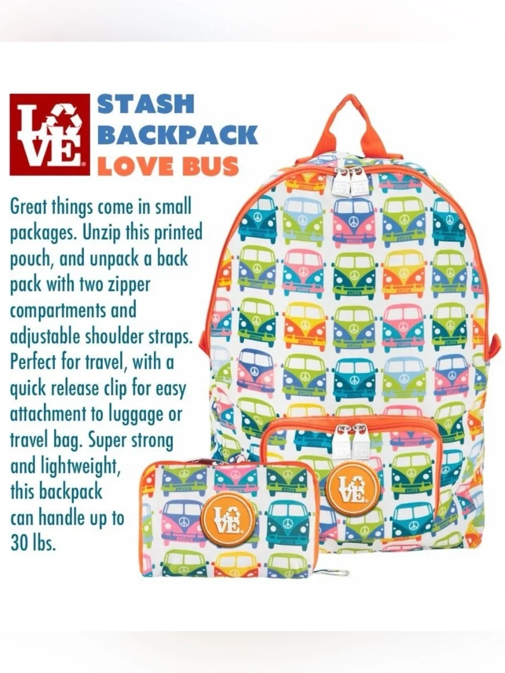LOVE Stash Backpack LOVE BUS VW camper design